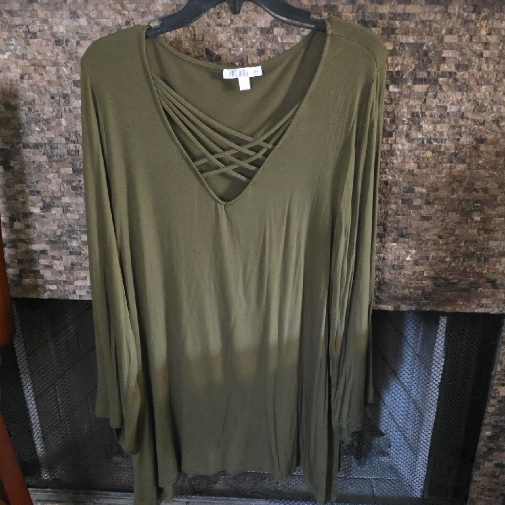 Spense Olive Green Tunic Top